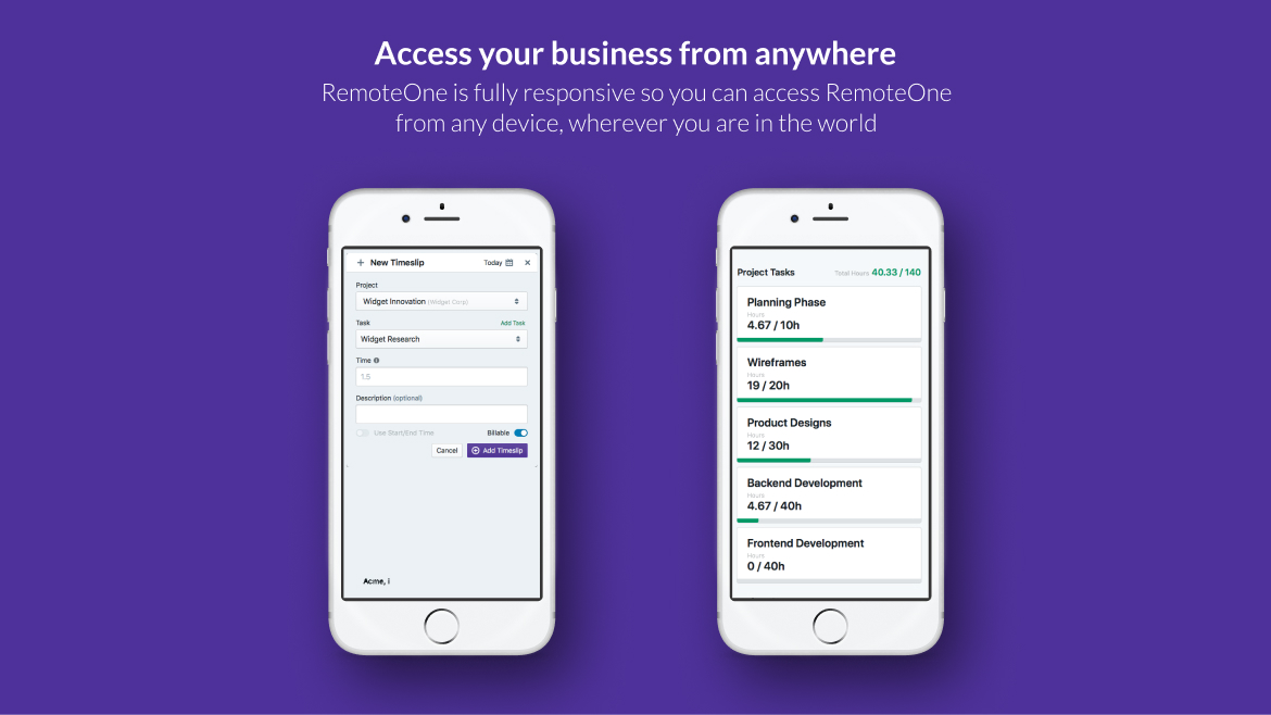 Access your business from anywhere: RemoteOne on two phones