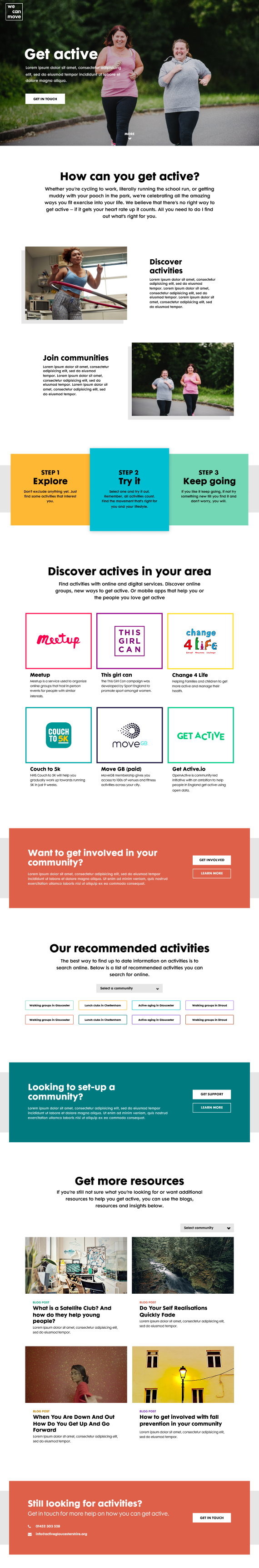 The Get Active page with the three-step Explore, Try it, Keep going flow